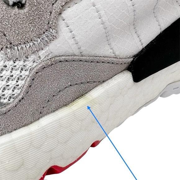 Adidas Nite Jogger Sneaker Men’s Size 8 White / Shock Red F34123 - Picture 9 of 13